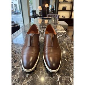 Men’s Italian leather slip-on sneakers – Brown – EU 48